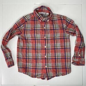 4 Janie and Jack BOY "Croquet Club" Salmon Linen Plaid Dress Oxford Shirt